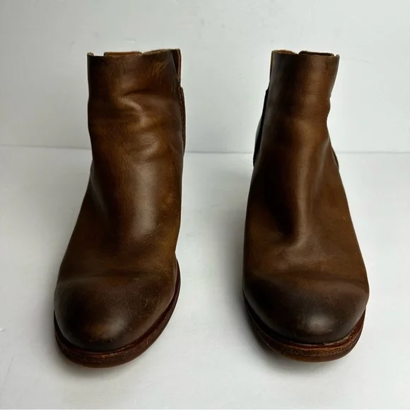 Kork-Ease Chandra Brown Leather Ankle Boots Women's Sz 9.5 Stacked Wooden Heel - Picture 3 of 10